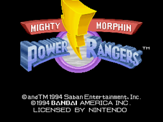 Mighty Morphin Power Rangers title screen for Super Famicom